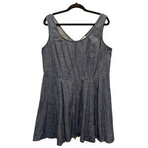 Cato Chambray Peplum Top Sz 16 Sleeveless Blue Fit & Flare
